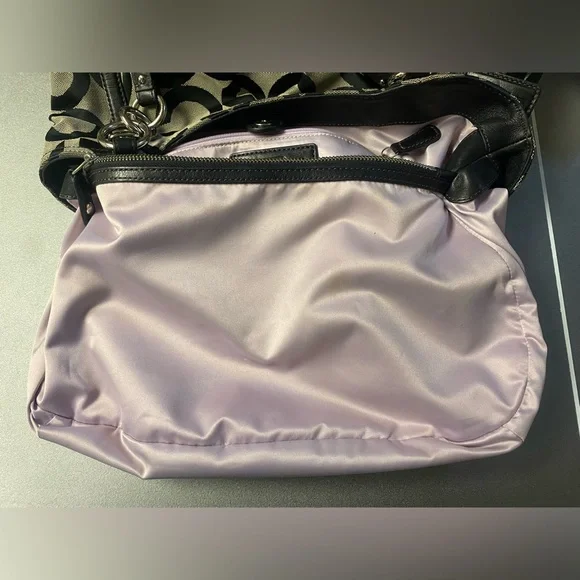 Coach Signature Canvas Tote Black Khaki with Leather Trim Style 16233 - Picture 8 of 9